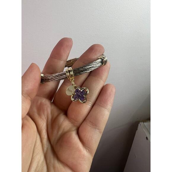 Beautiful Twisted Cable Magnetic Clasp Bangle Birthstone/June Bracelet - Picture 4 of 5